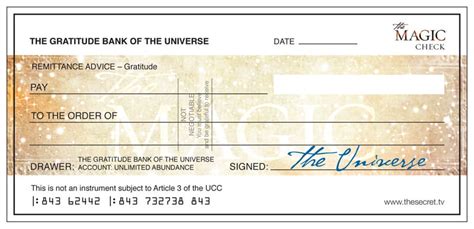 Printable Checks From The Universe